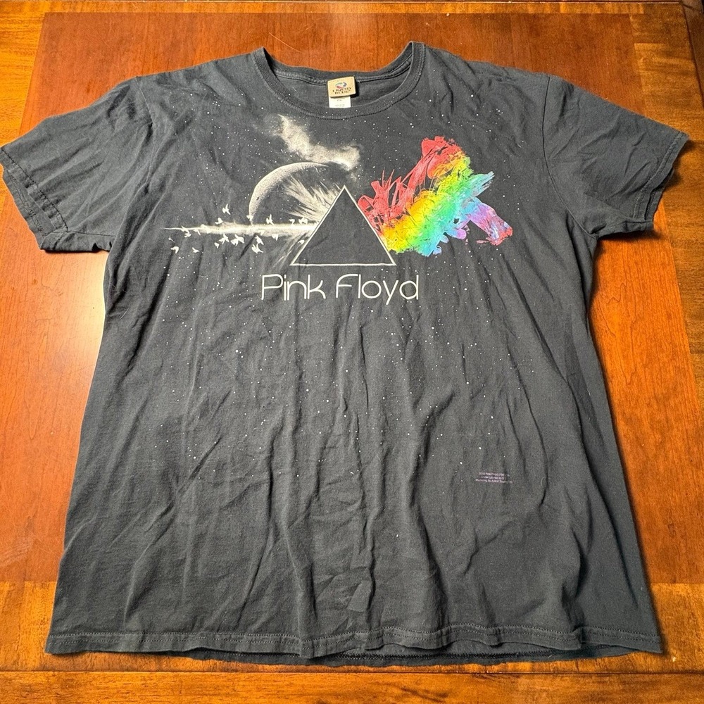 Pink Floyd Dark Side Moon Liquid Blue 2010 Rainbow Band T-Shirt 2XL